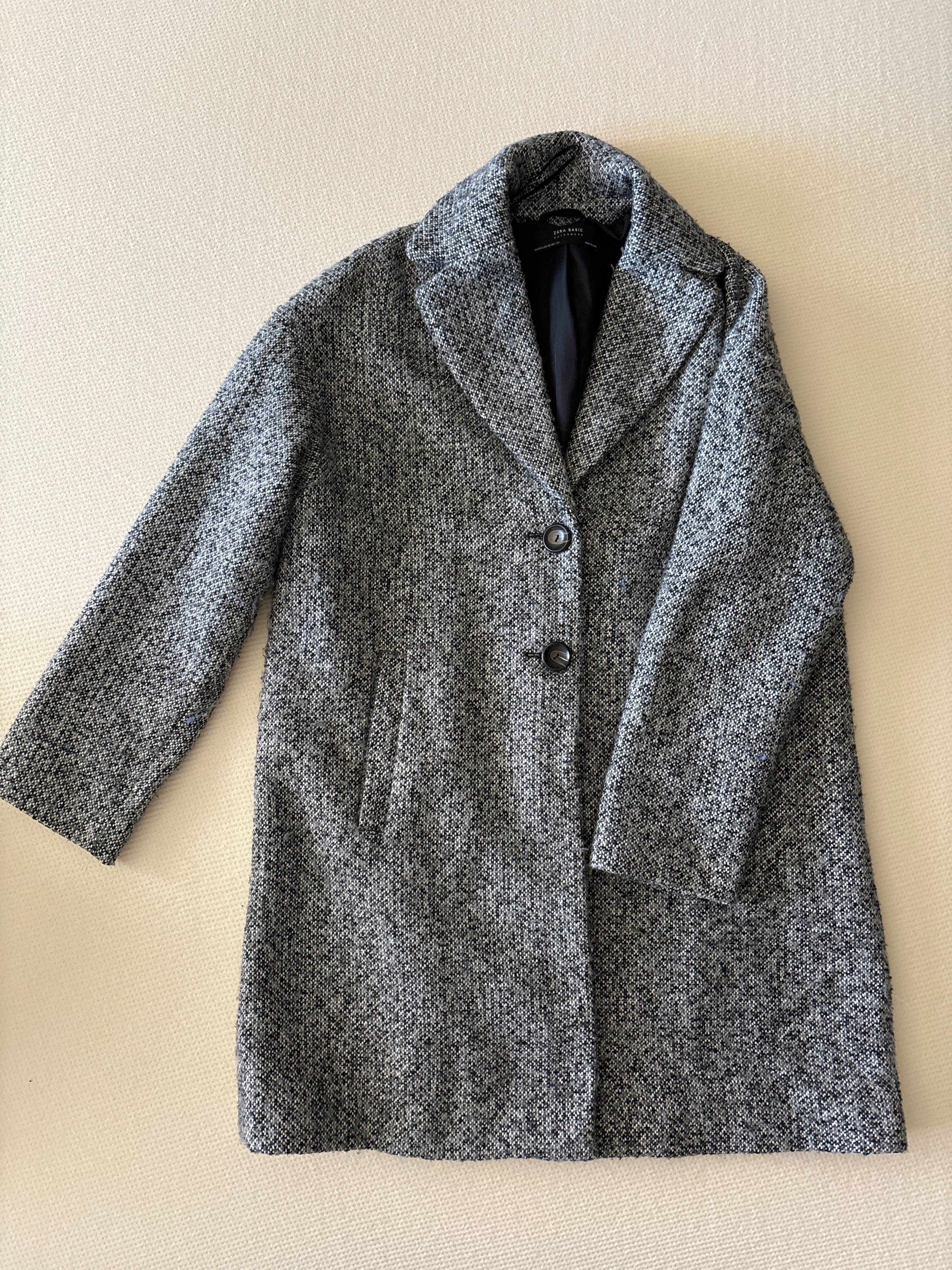 Manteau texturé Zara Basic gris - photo originale