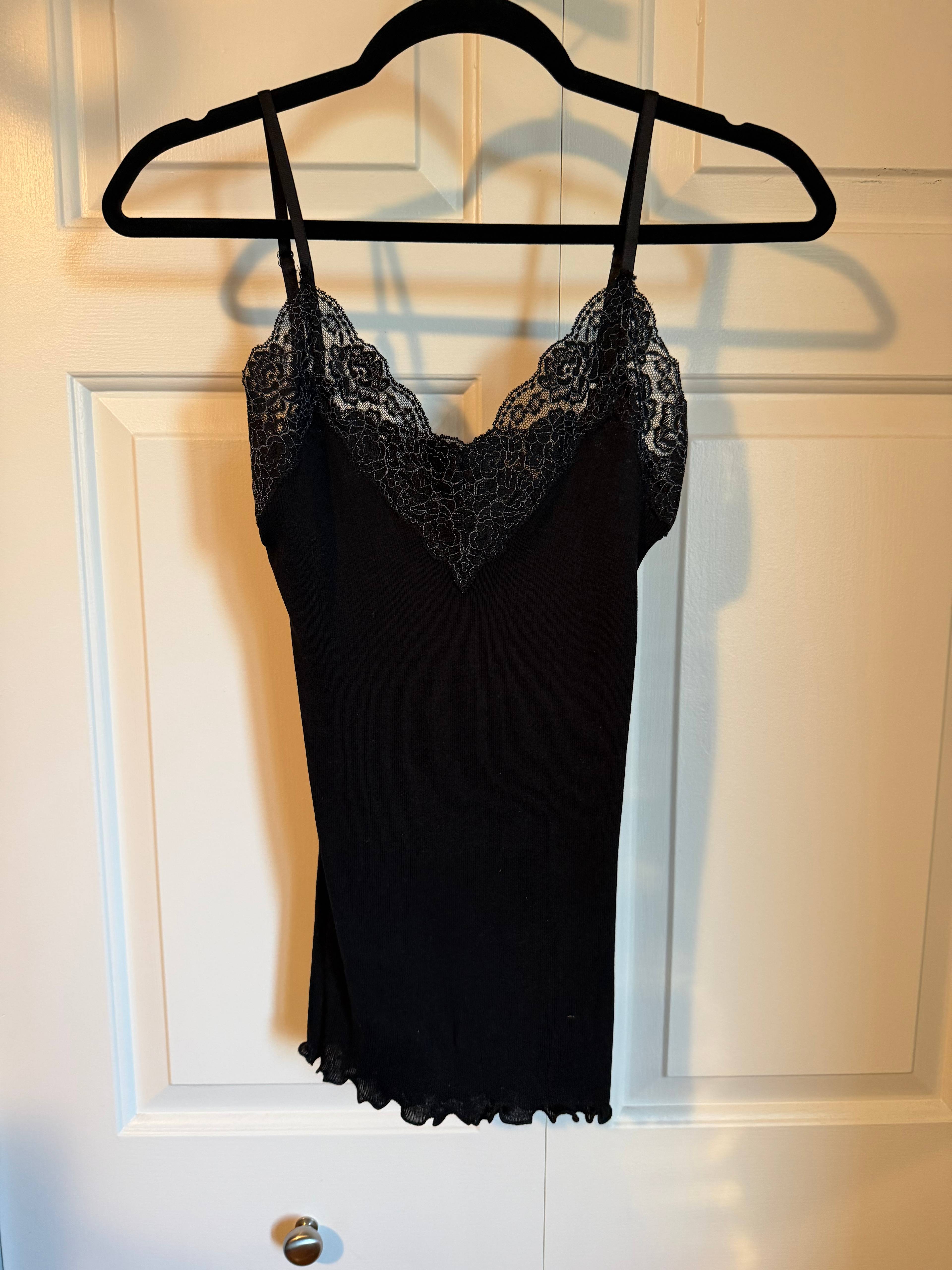 Camisole en soie Rosemunde noire - photo originale