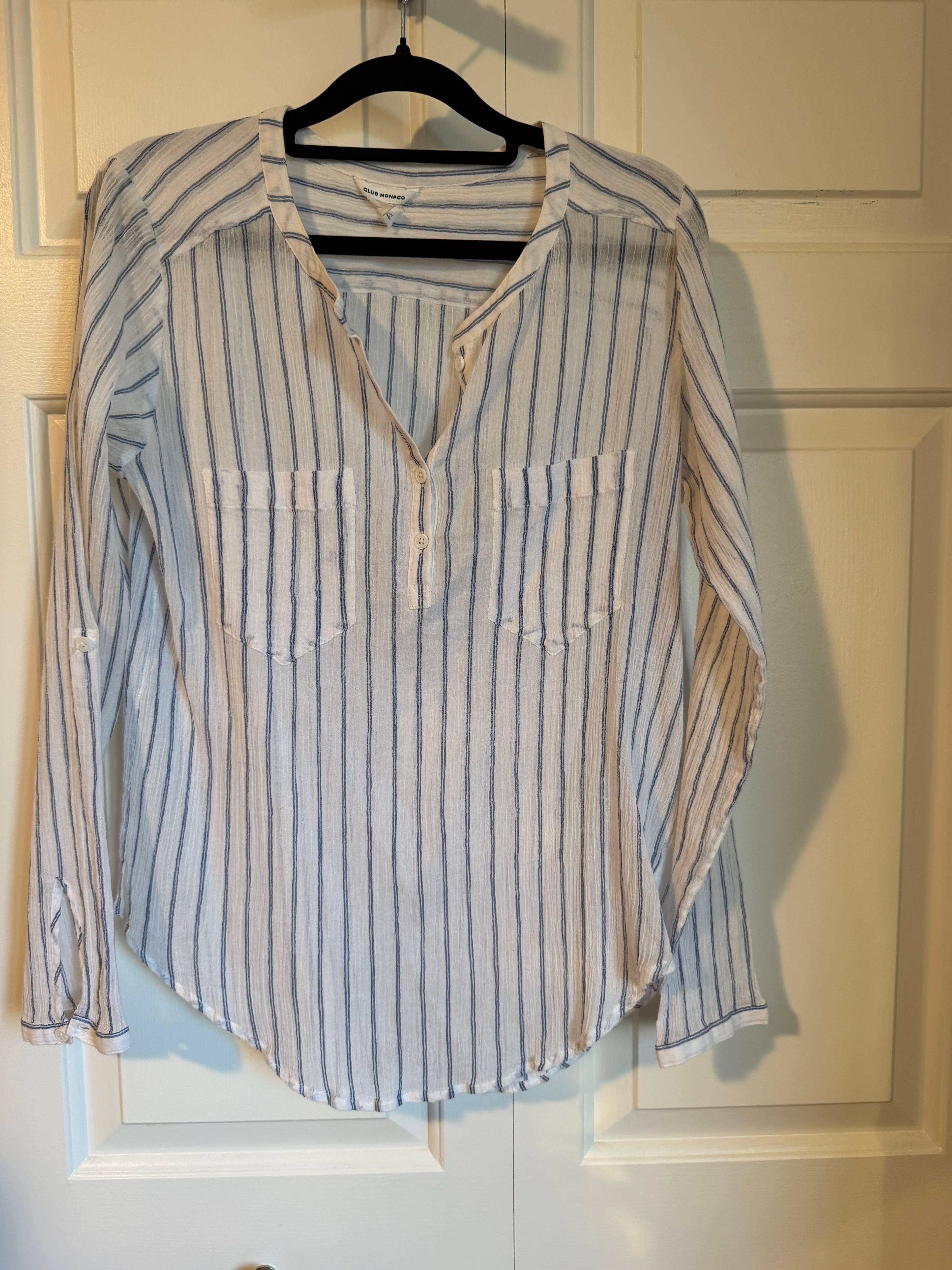 Chemise rayée Club Monaco blanc - photo originale