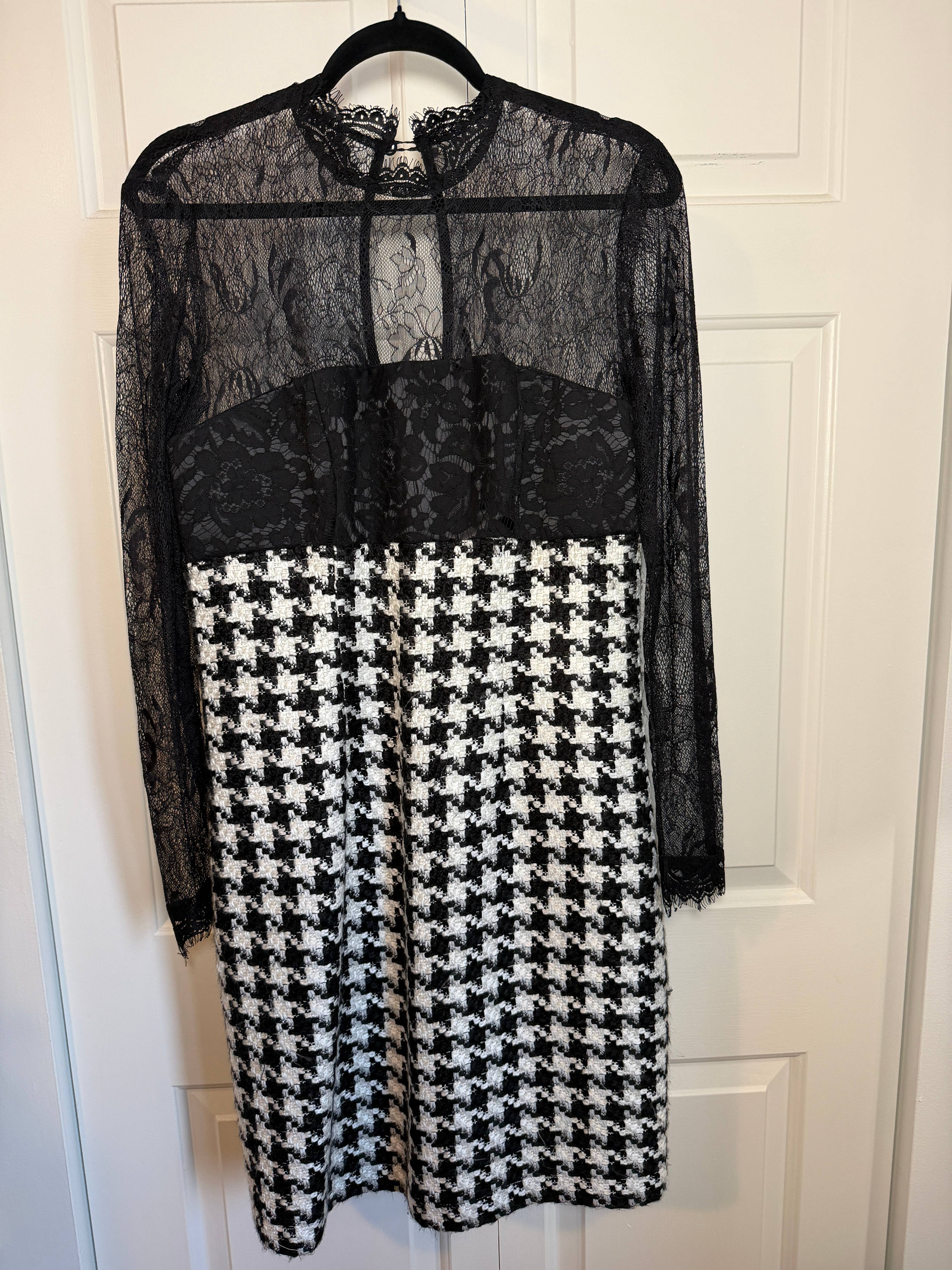 Robe dentelle et carreaux noir et blanc - photo originale