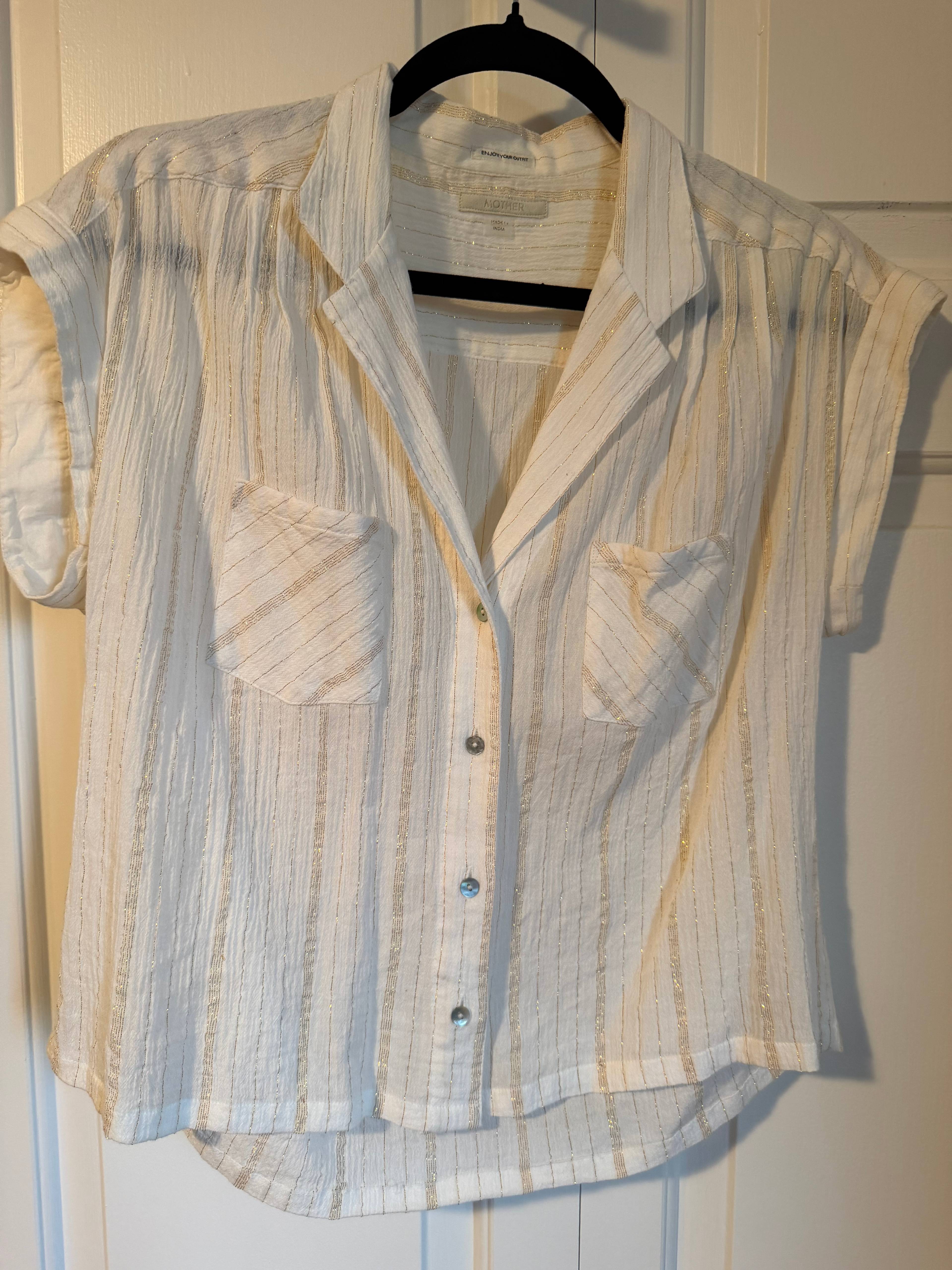 Chemise rayée MOTHER blanche et beige - photo originale