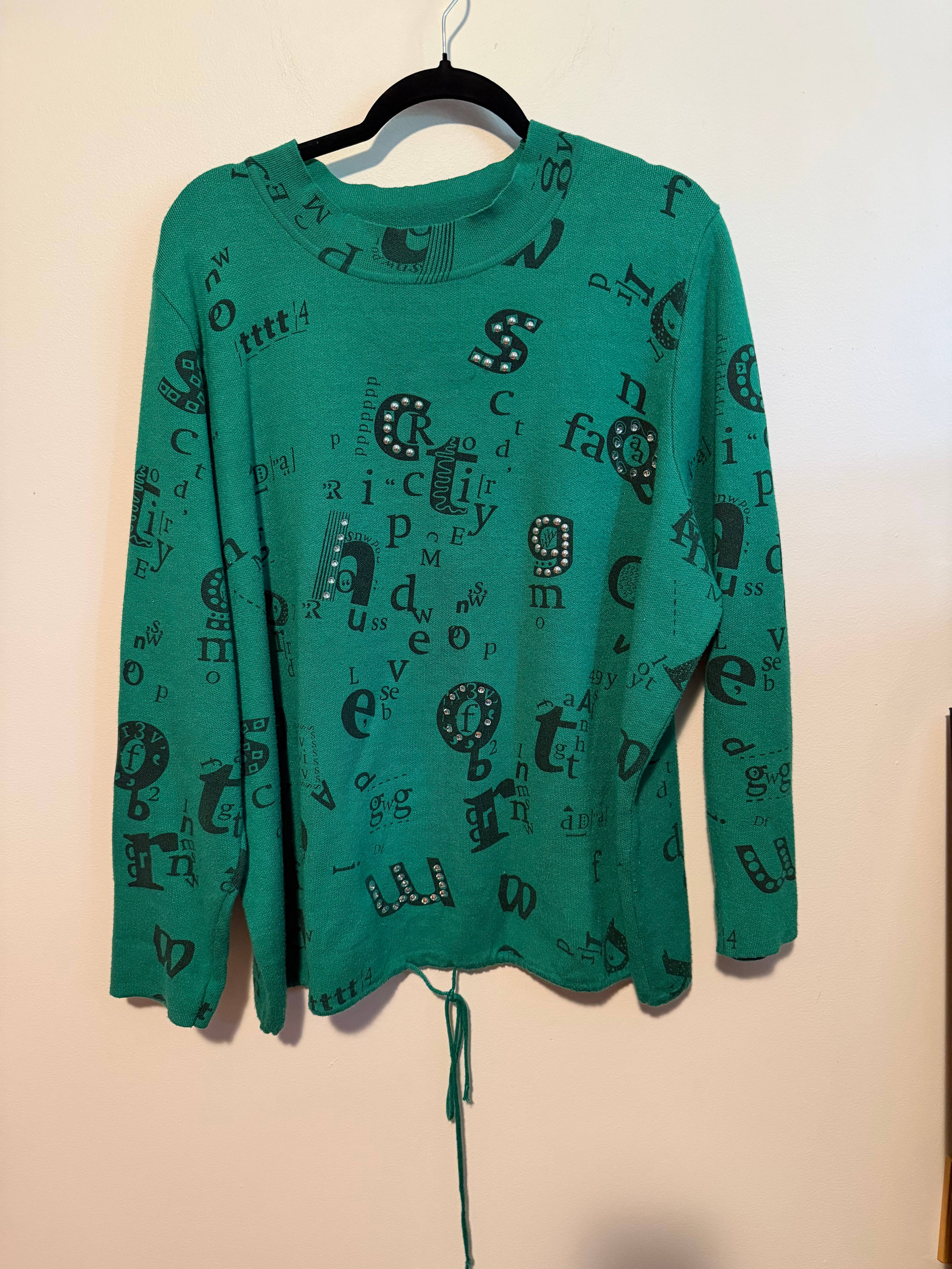 Pull graphique Tricotto vert - photo originale