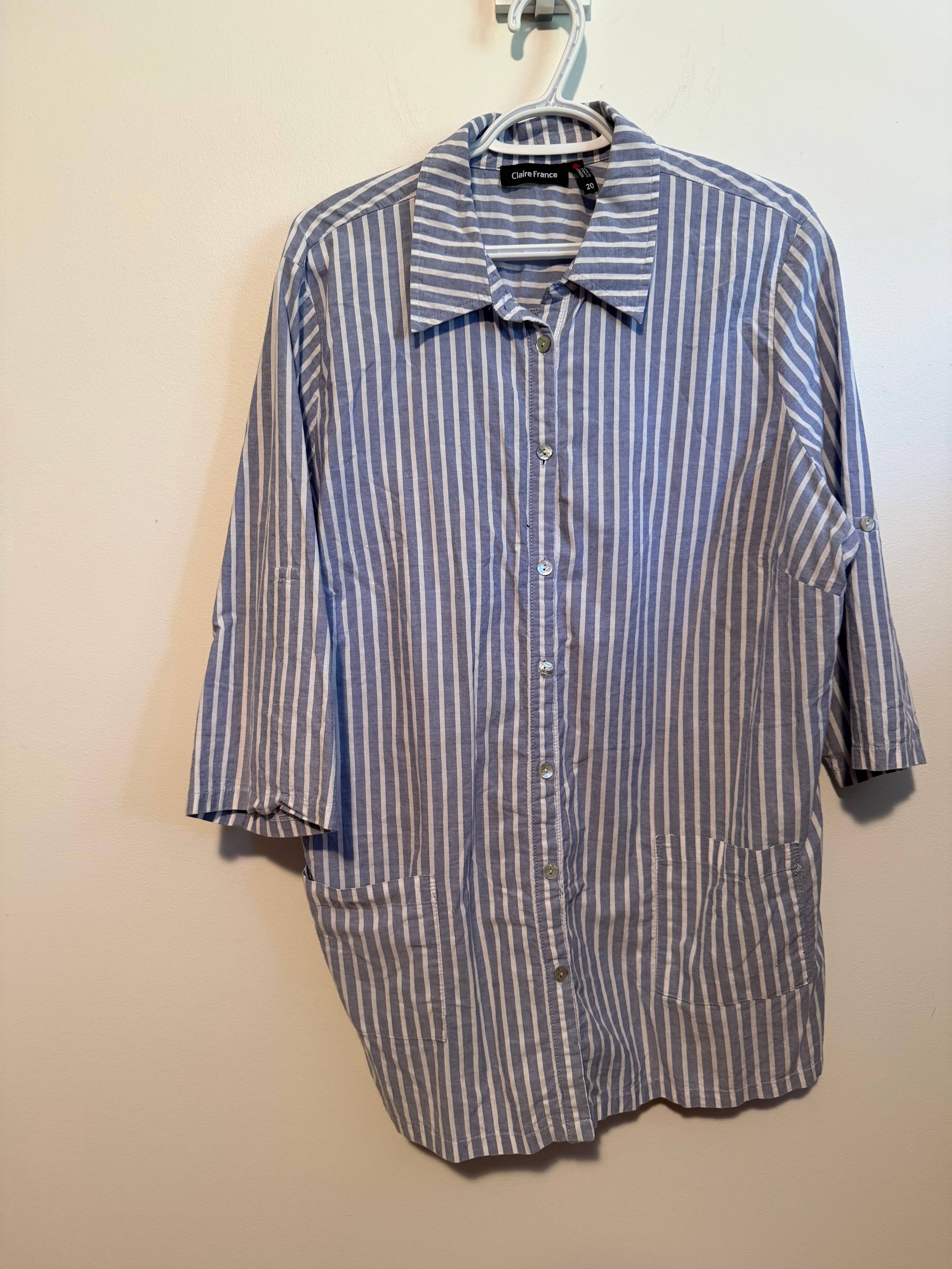 Chemise rayée Claire France bleue - photo originale