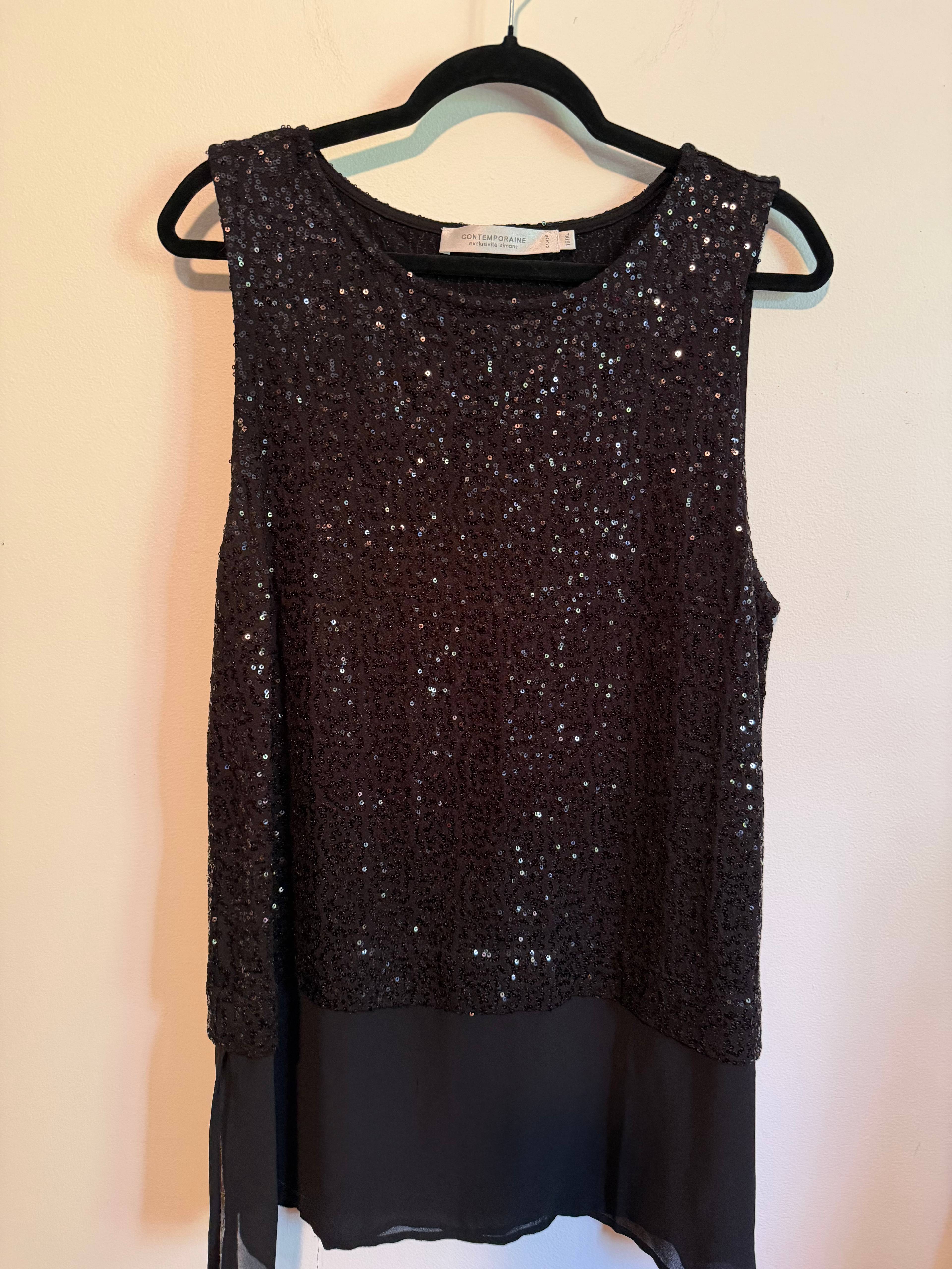 Top à paillettes Contemporaine noir - photo originale