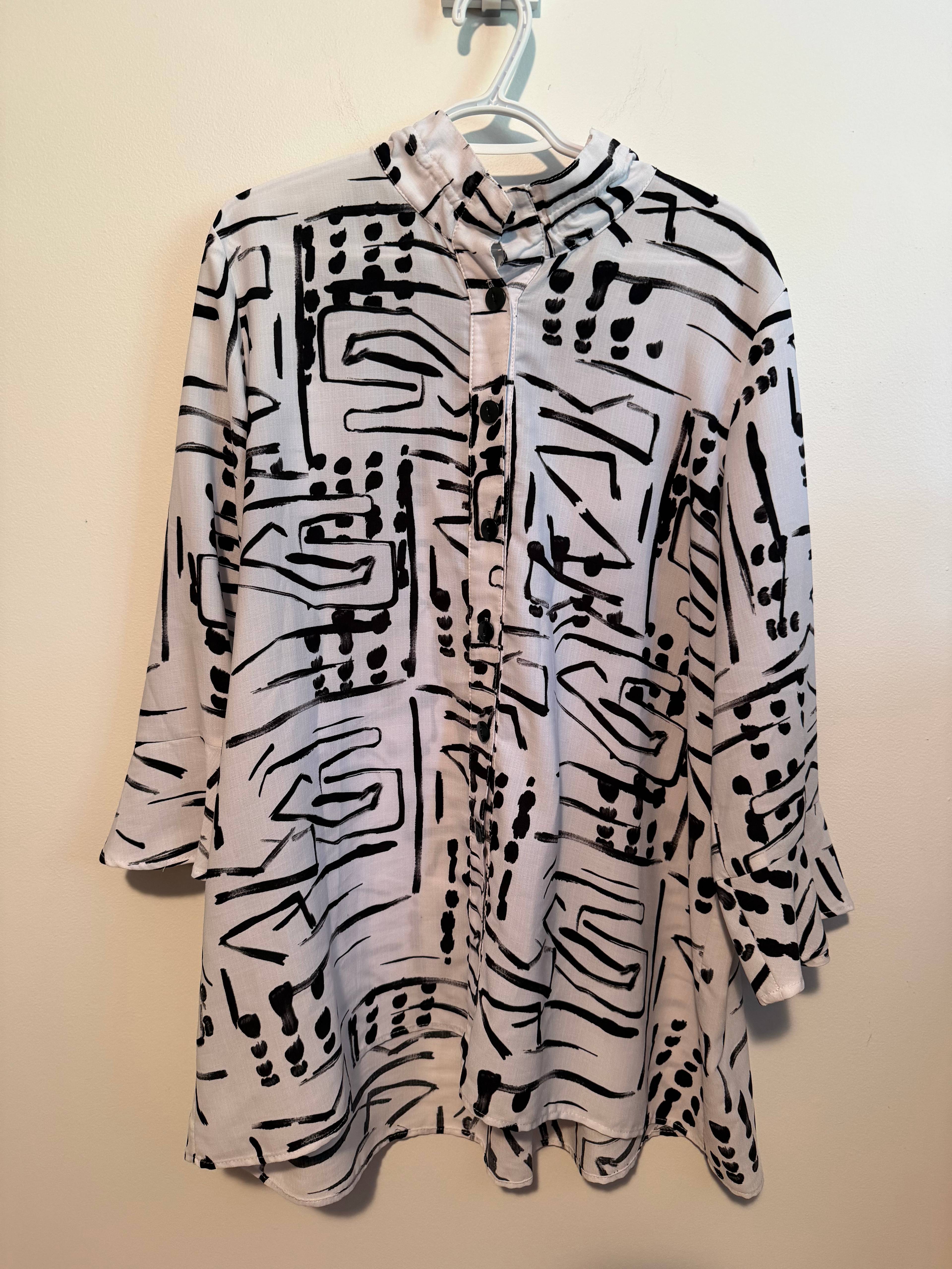 Blouse Joseph Ribkoff graphique noir et blanc - photo originale