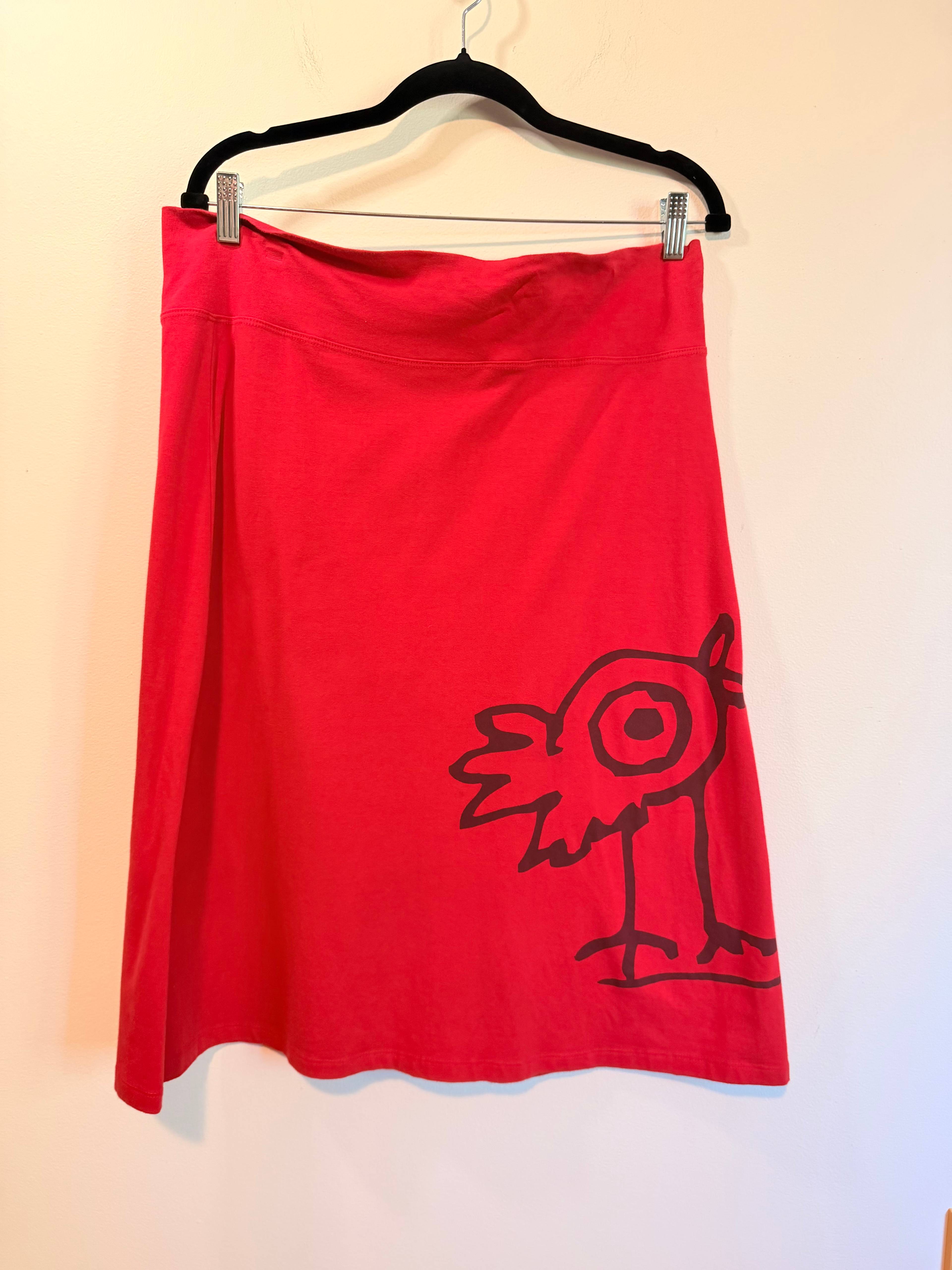 Jupe Message Factory rouge motif graphique - photo originale