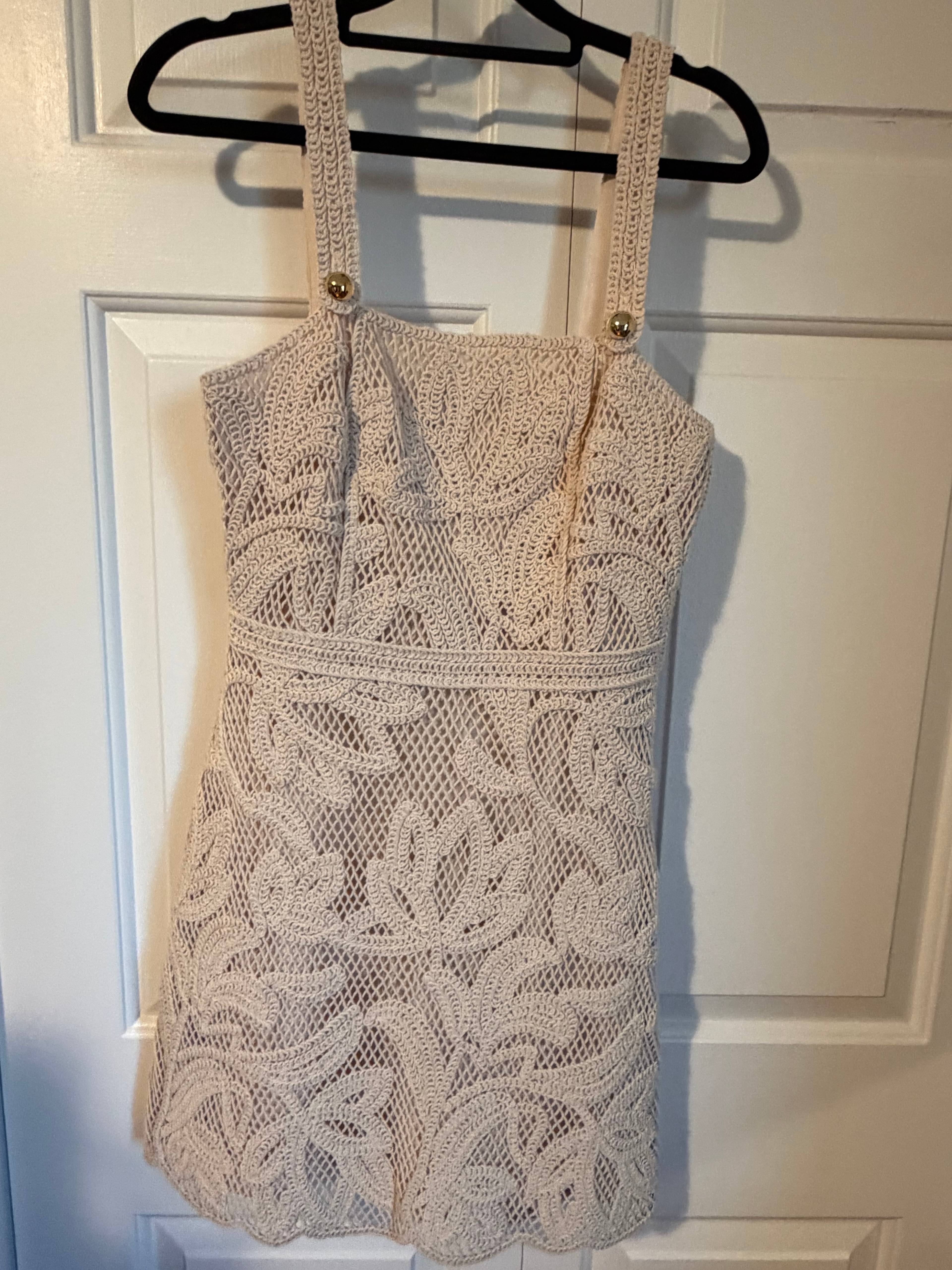 Robe crochet beige Maje - photo originale