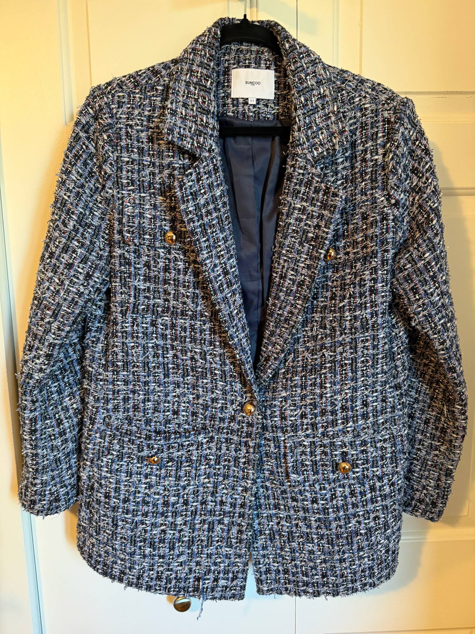 Blazer tweed Suncoo bleu - photo originale