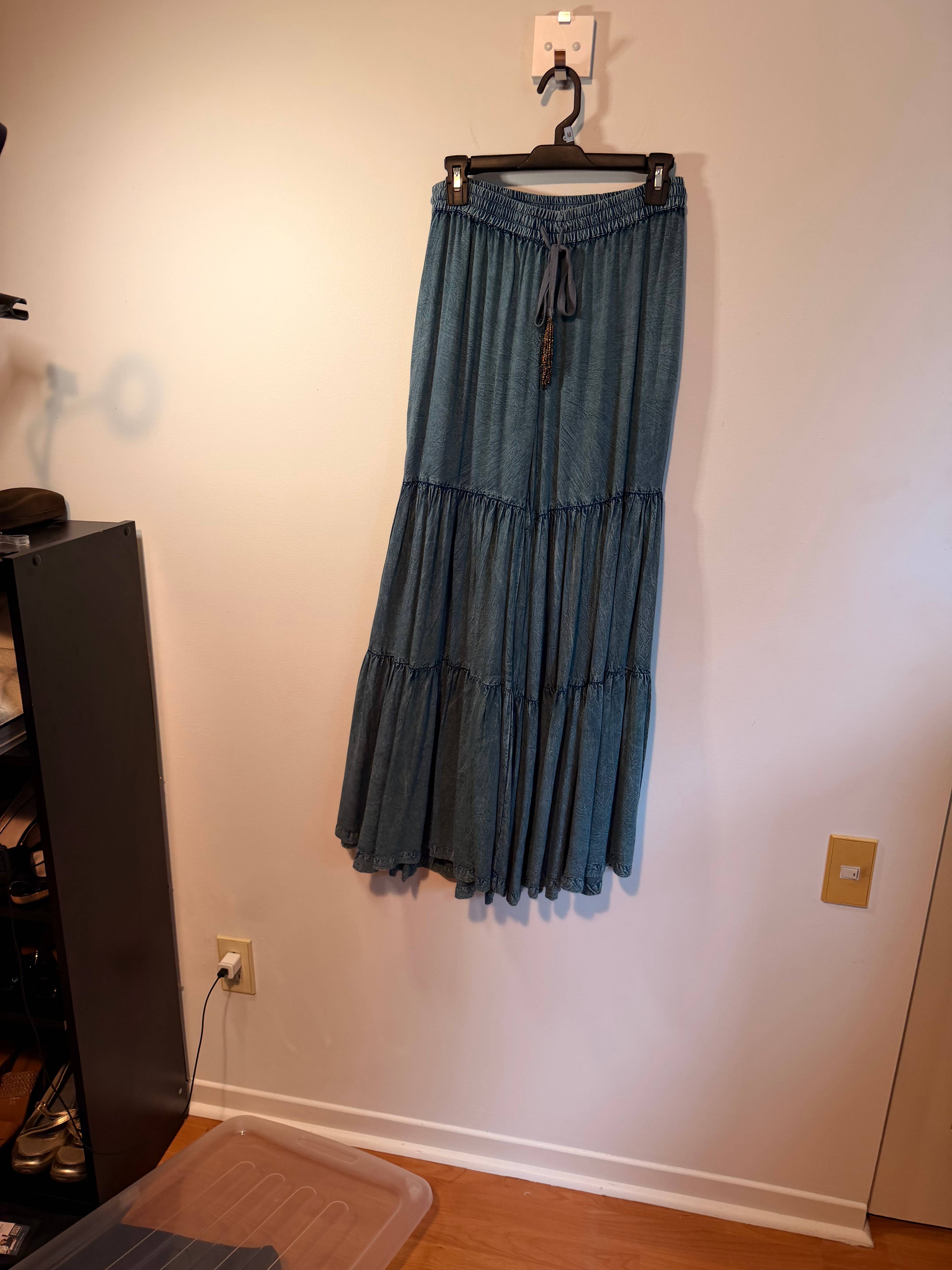 Pantalon palazzo à jambes très larges - Aratta bleu - photo originale