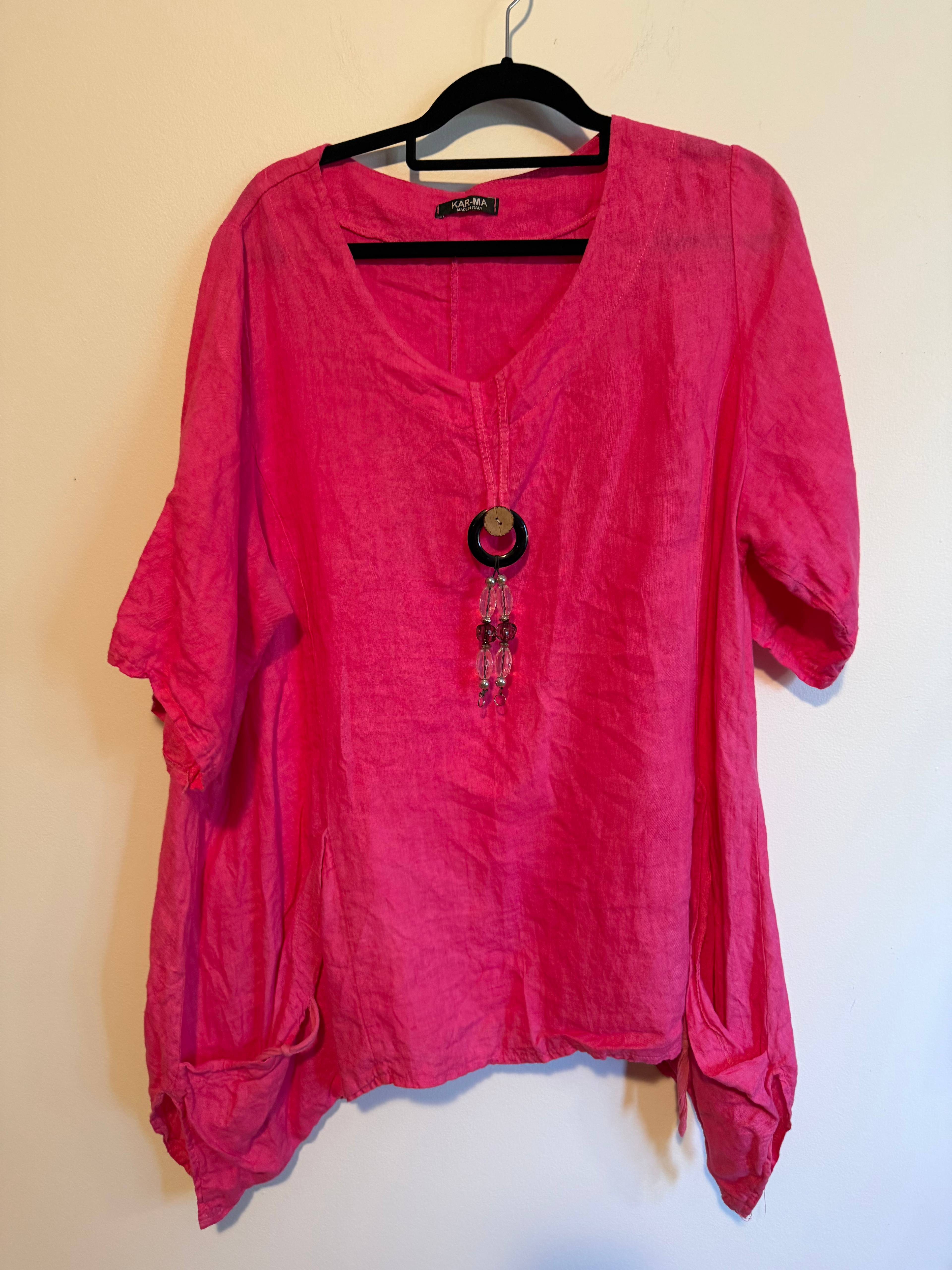 Blouse KA-RMA en lin rose - photo originale