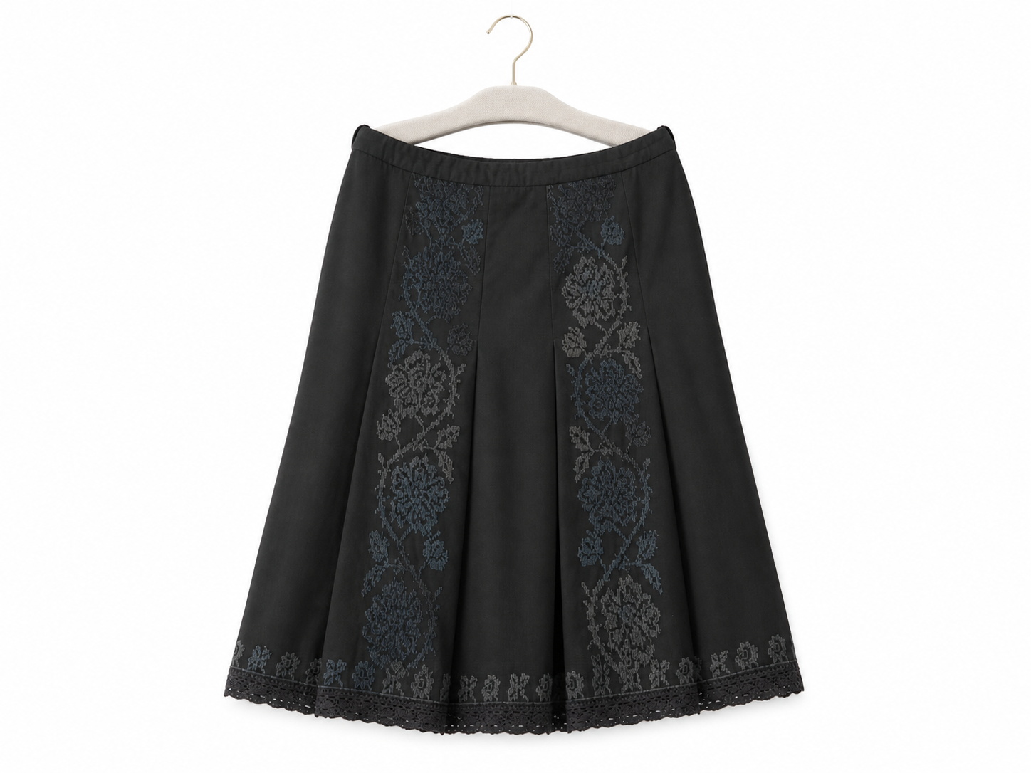 Jupe avec motifs floraux noirs