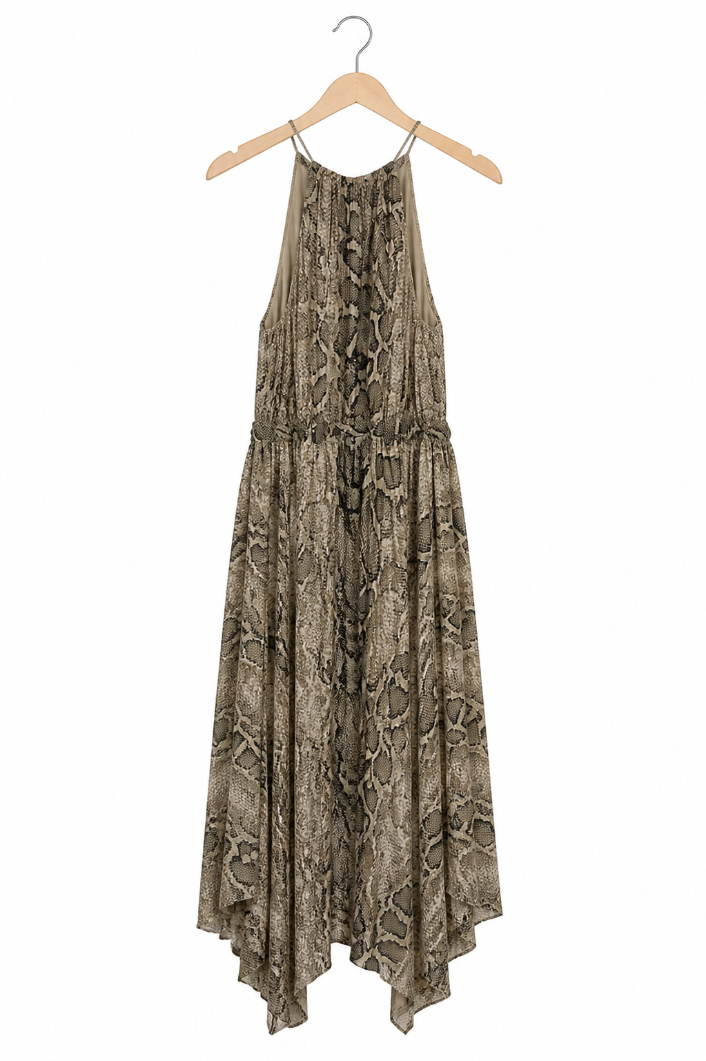 Robe Michael Kors beige motif serpent - image générée par IA