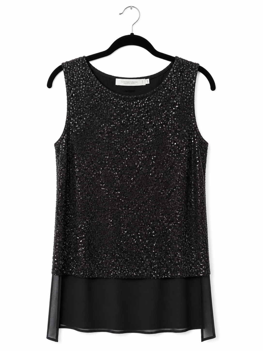 Top à paillettes Contemporaine noir - image générée par IA