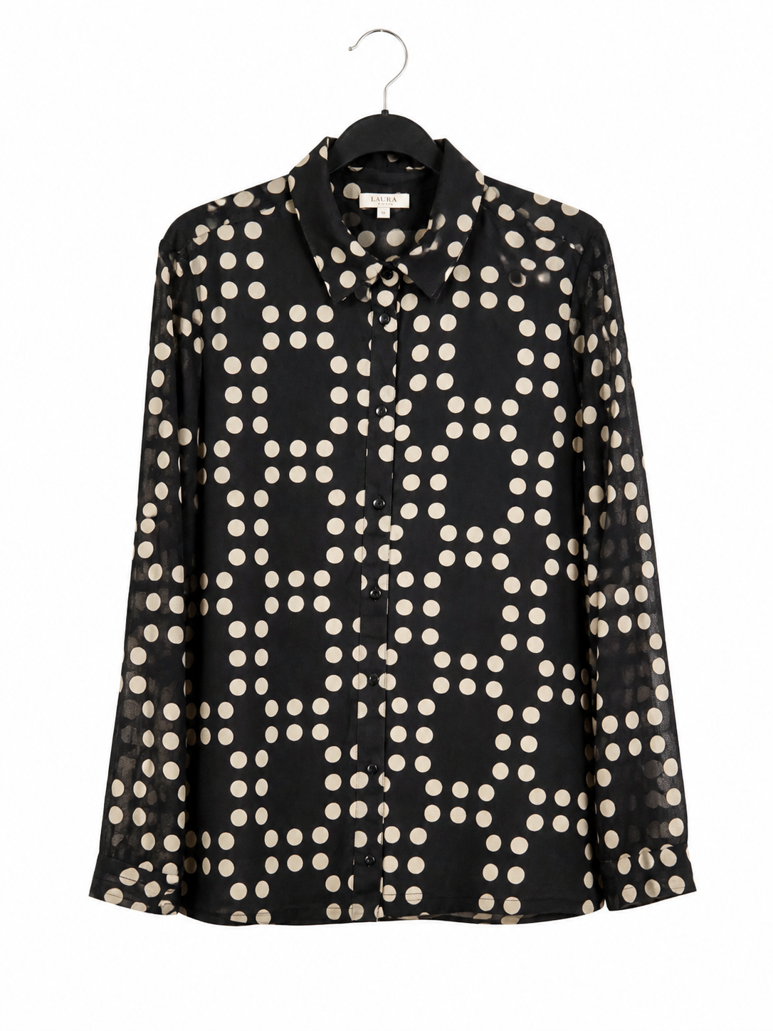 Chemise à pois Laura noir - image générée par IA