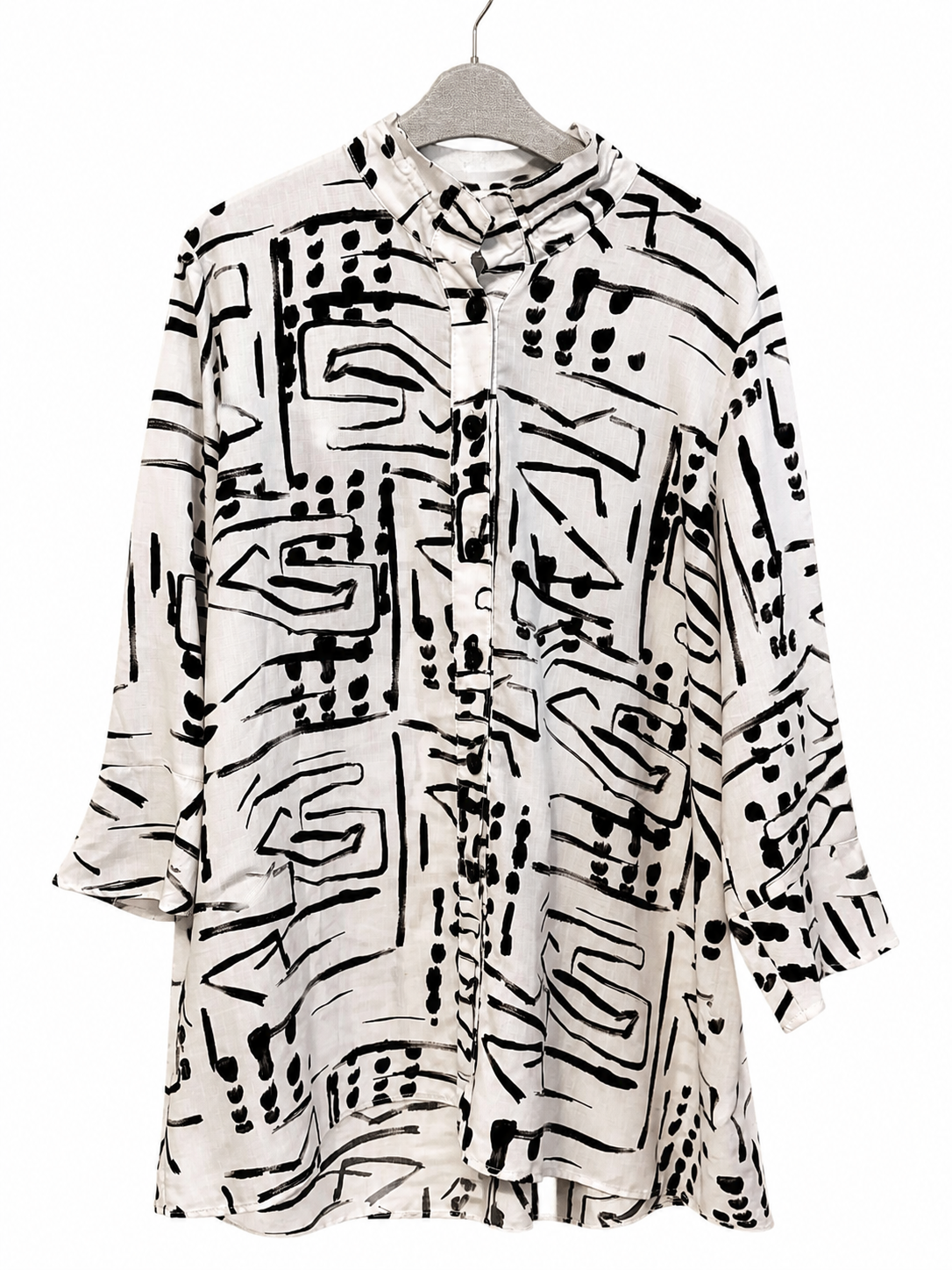 Blouse Joseph Ribkoff graphique noir et blanc - image générée par IA