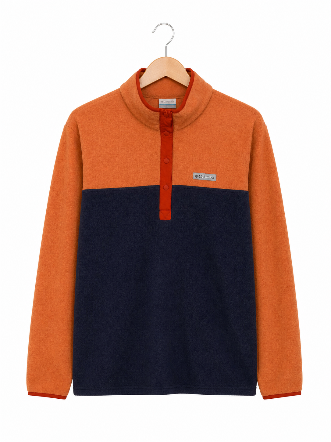 Polaire Columbia orange et marine - image générée par IA