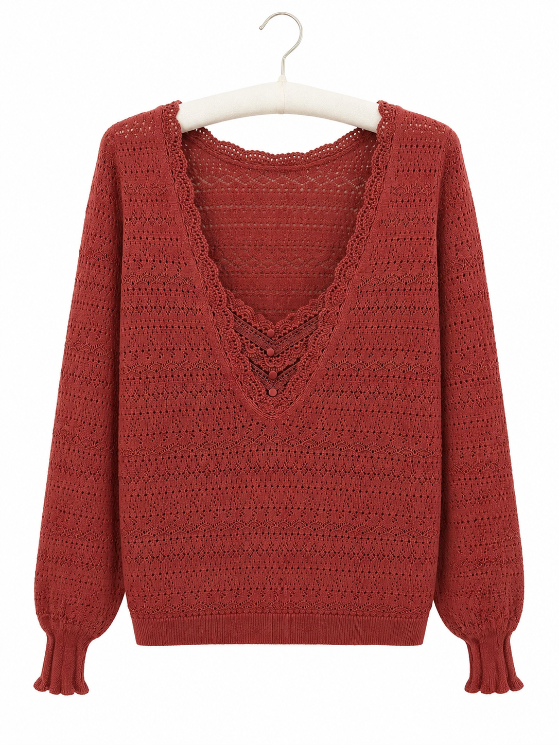 Pull Sézane rouge ajouré