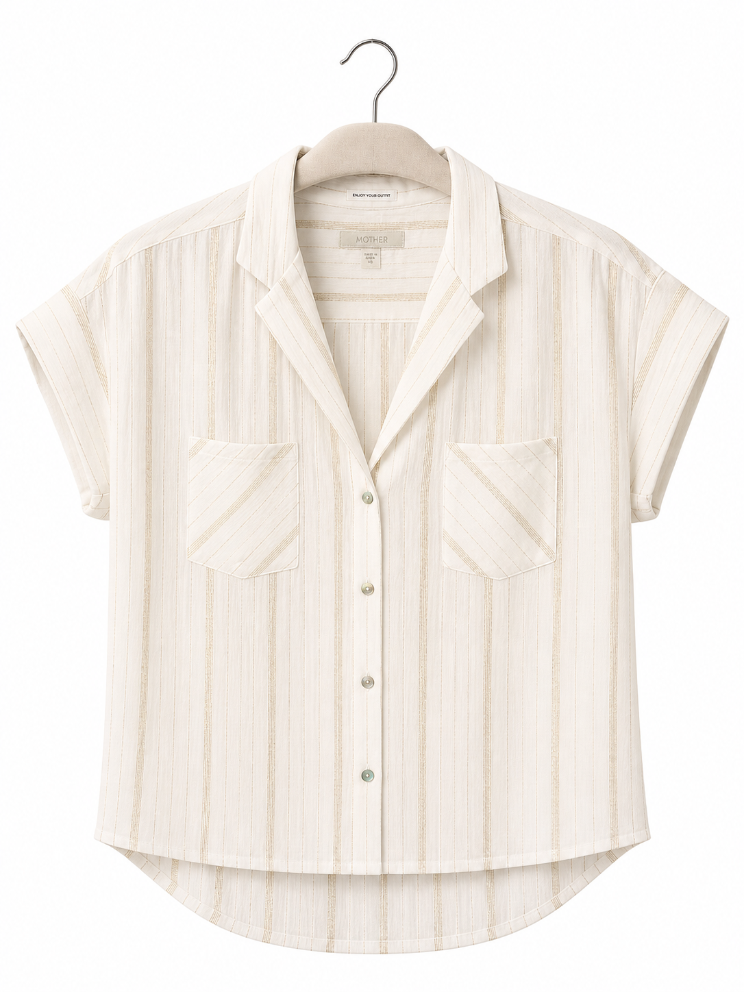 Chemise rayée MOTHER blanche et beige