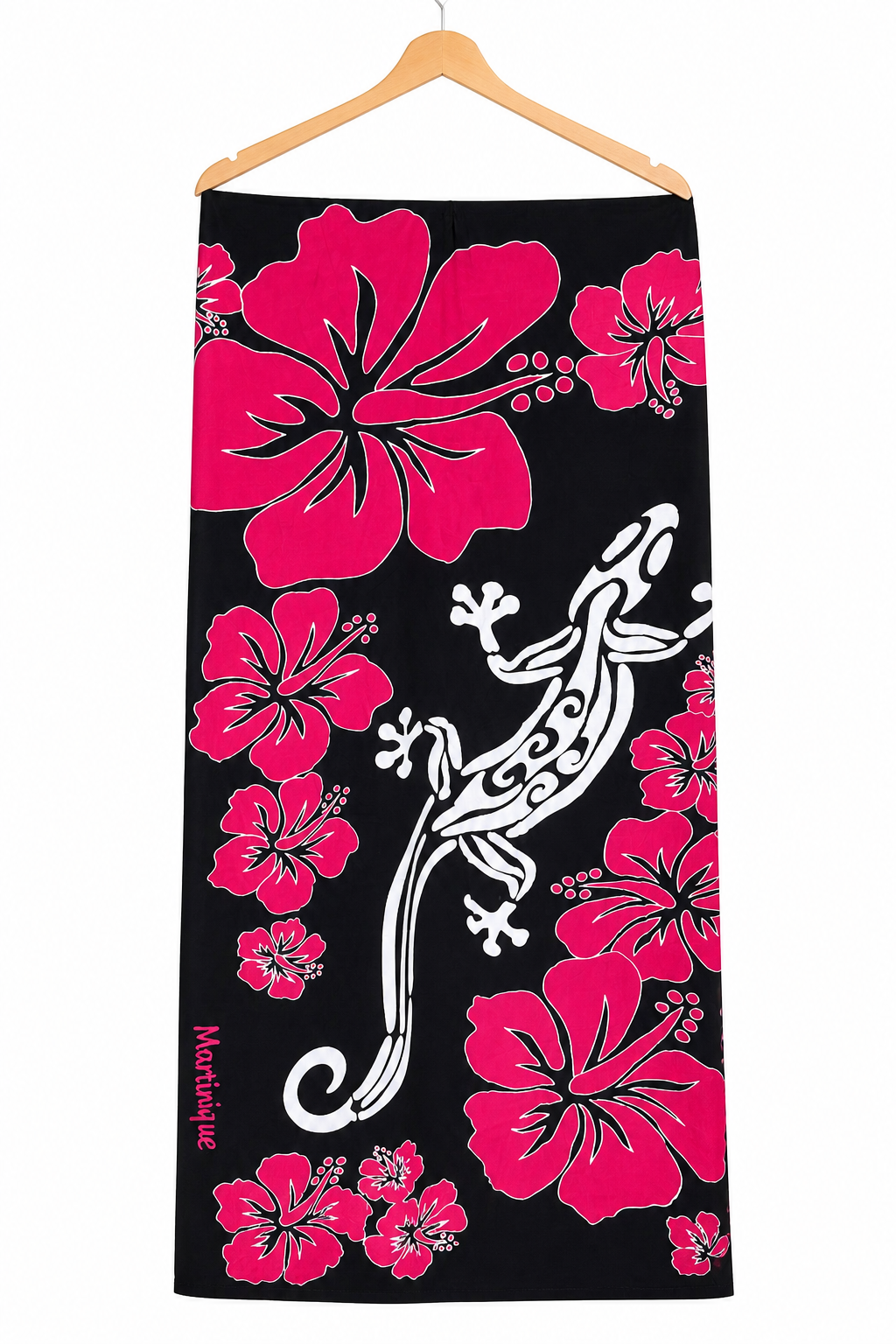 Paréo à fleurs noir et rose