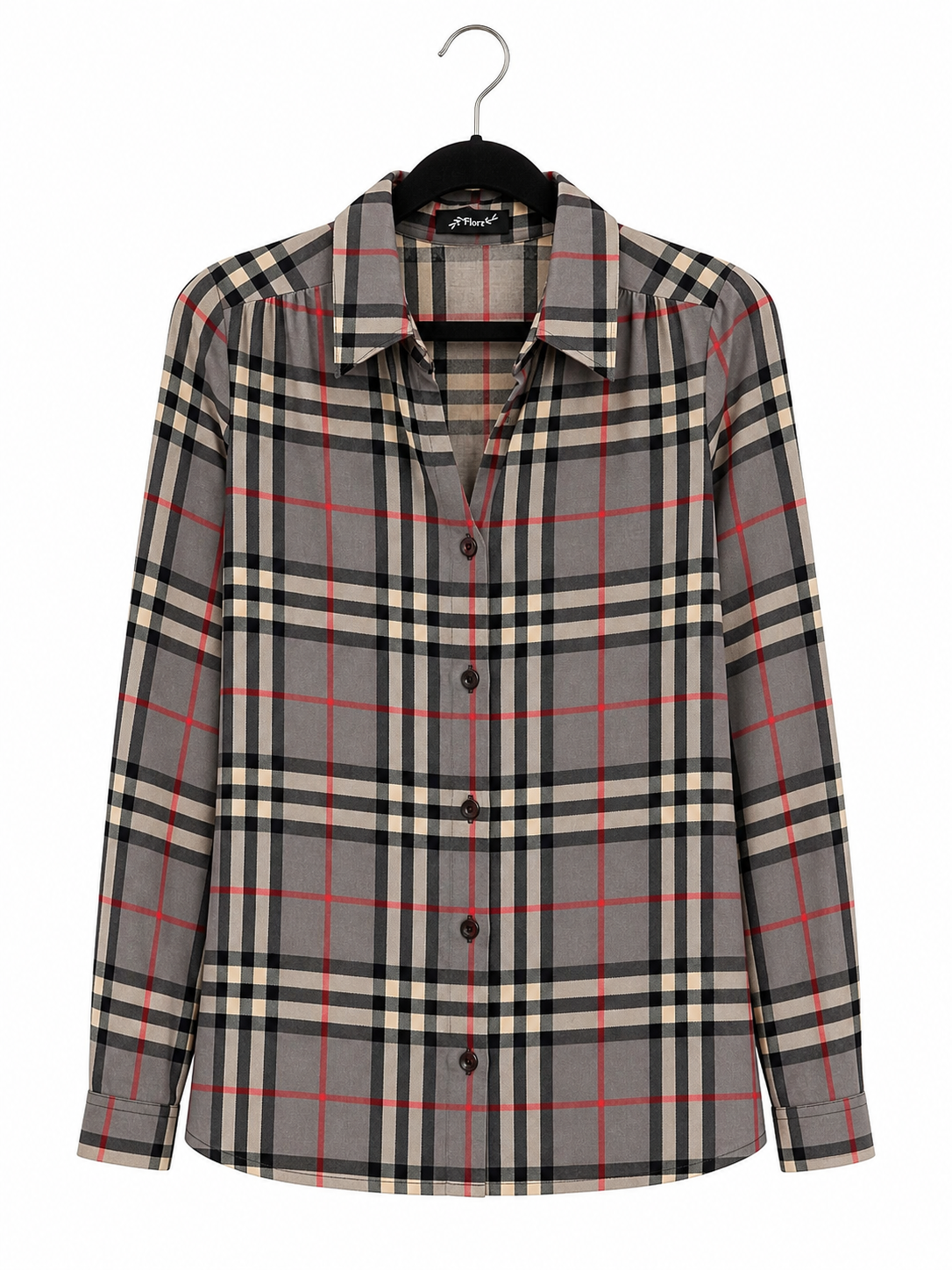 Chemise à carreaux gris - image générée par IA