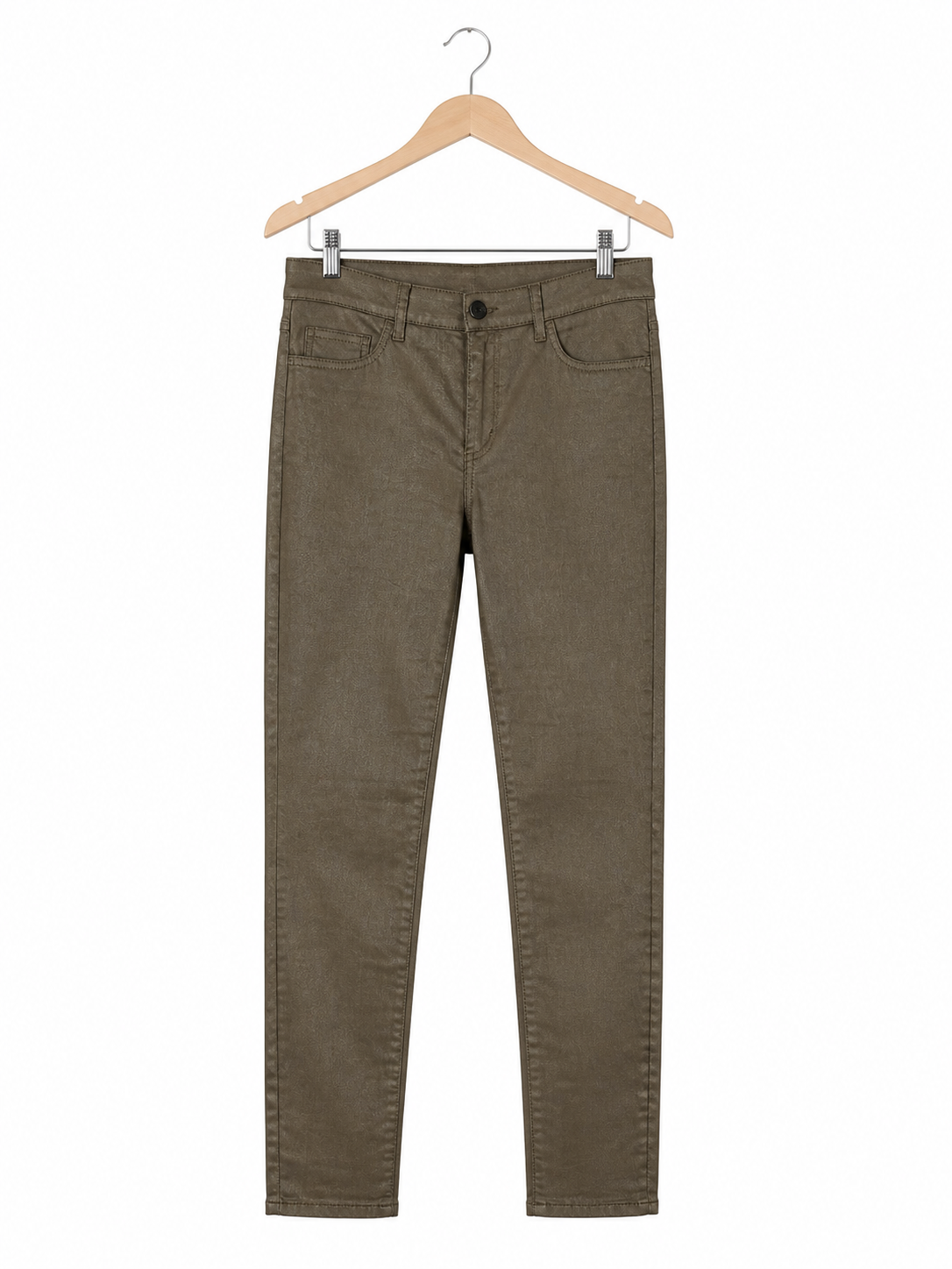 Pantalon Luisa Cerano marron-kaki luisant - image générée par IA
