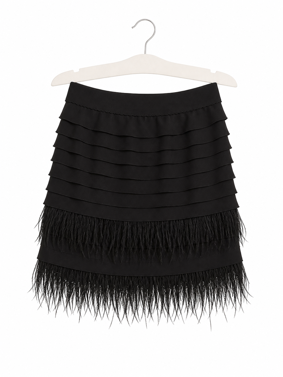 Jupe à plumes BCBGMAXAZRIA noire - image générée par IA